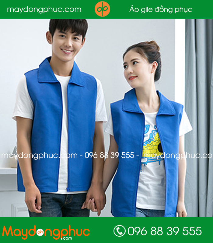 Mẫu áo gile công nhân màu Xanh bích